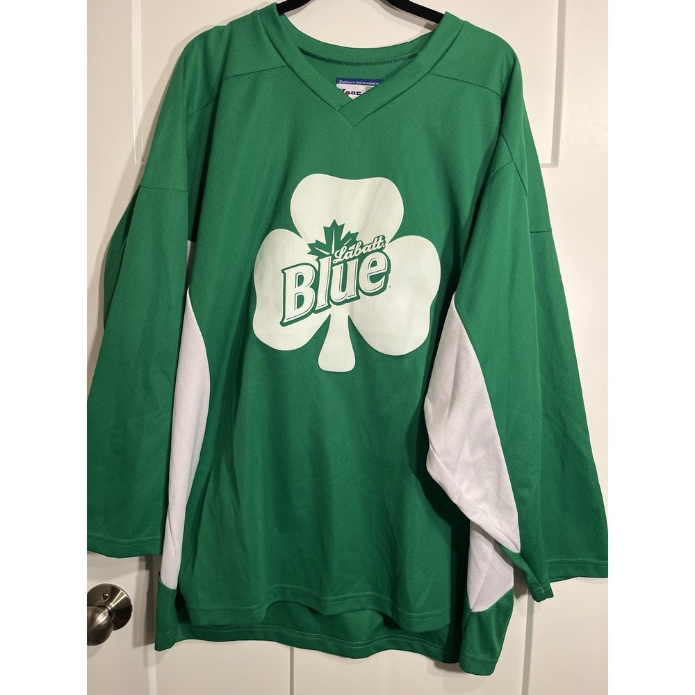 Labatt Blue Beer St Patrick’s Day Hockey Jersey KOBE Canada Men’s XL Green